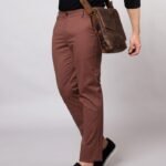 Caramel Brown Slim-Fit Trousers