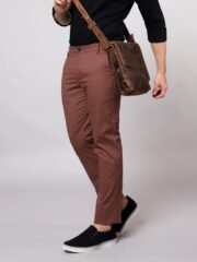 Caramel Brown Slim-Fit Trousers