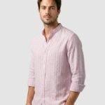 Mauve Linen Striped Shirt
