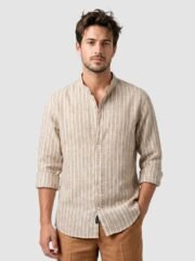 Mauve Linen Striped Shirt - Image 2