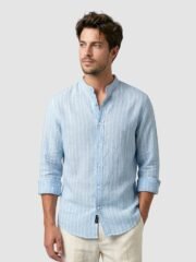 Mauve Linen Striped Shirt - Image 4